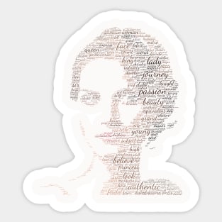 Woman Portrait Silhouette Shape Text Word Cloud Sticker